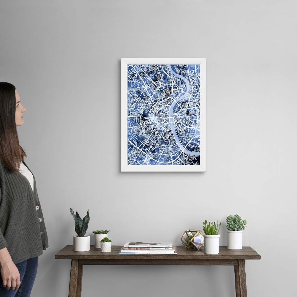 CANVAS ON DEMAND Cologne Germany City Map White Framed Art Print - Wall Decor for Living Room, Office & Home