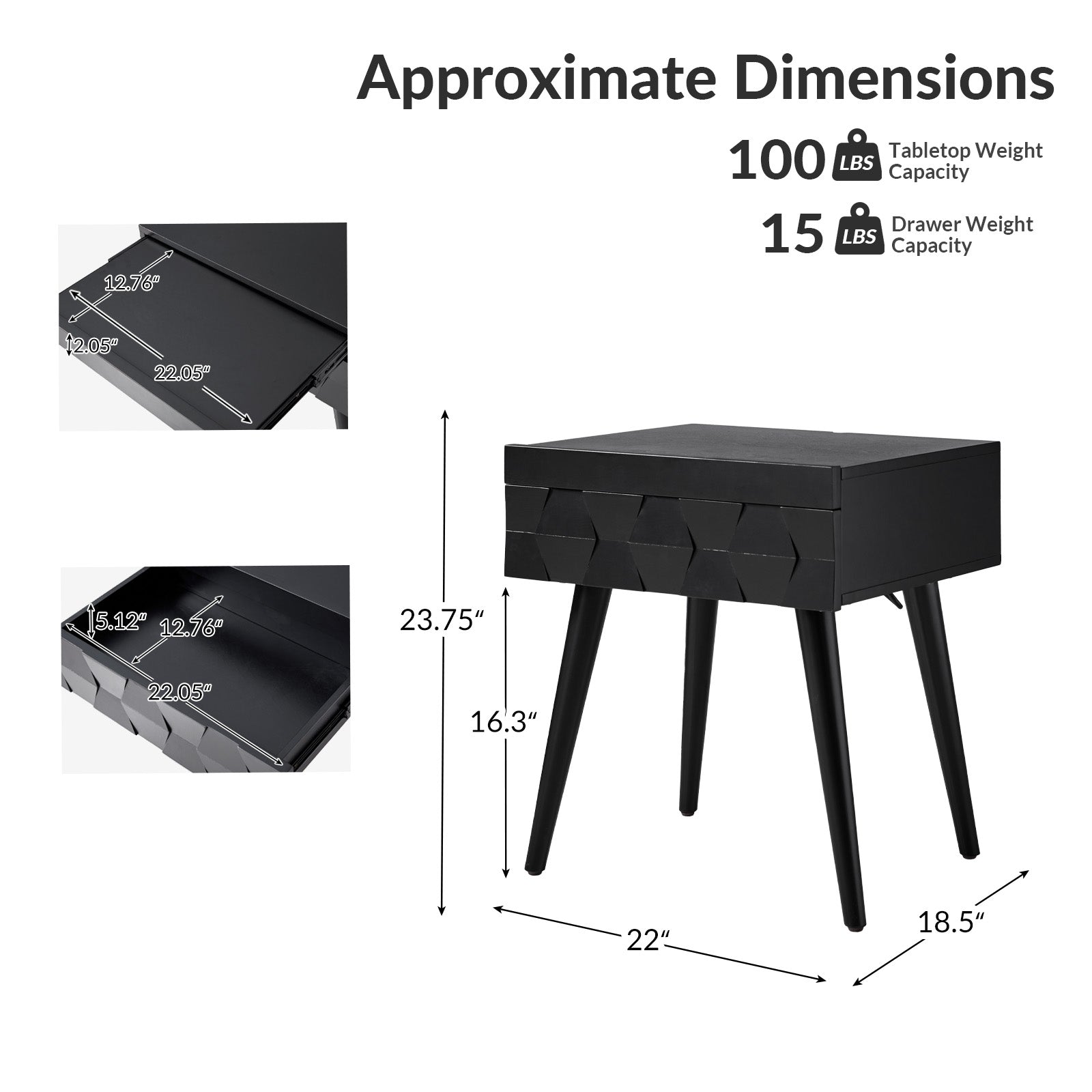 Vivian Mid-Century Modern Nightstand with USB Charging Station - Wooden Bedside Table with Drawer & Shelf - Perfect for Bedroom, Living Room, or Guest Room - Fast Charging & Stylish Storage Solution