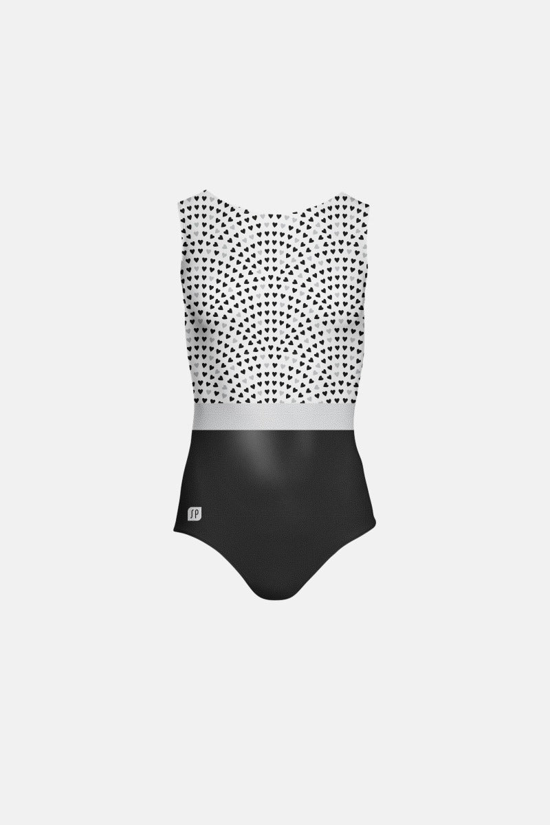 NNAOG Hearts Leotard for Girls - Stretchy Ballet Dancewear with Heart Print - Perfect for Ballet, Gymnastics, Dance Classes & Performance