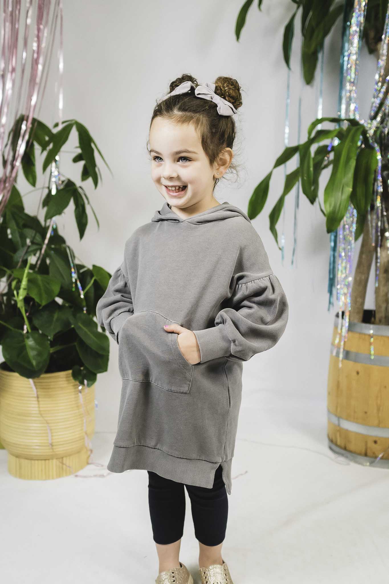 Soft Grey Fleece Dress for Girls - Cozy & Warm Winter Outfit for School, Playdates & Outdoor Adventures