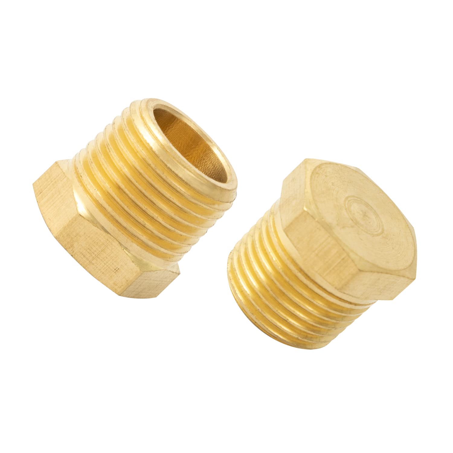 SUNGATOR 3/8 Inch NPT Male Brass Hex Thread Fitting - 2PCS Socket Pipe Plug for Plumbing, Hydraulic Systems & DIY Projects