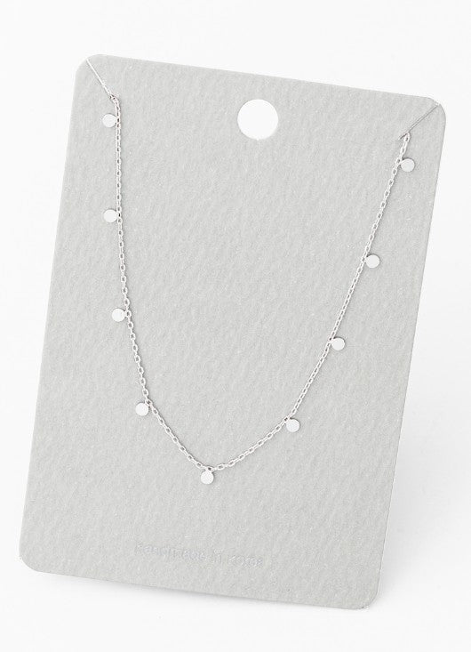 Mini Disc Drop Necklace - 16+2 Inch Adjustable Silver Pendant Necklace for Women | Perfect for Everyday Wear, Parties & Gifts