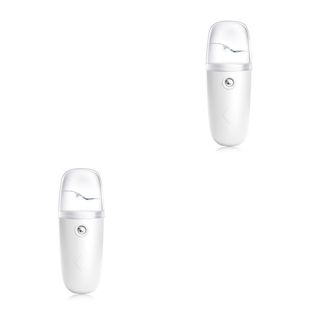 IOIUSKKU 2-Pack Portable Facial Mist Sprayer - 300mAh Handheld Cool Mist Humidifier for Skin Hydration | Travel, Home & Office Use | White Plastic Face Steamer