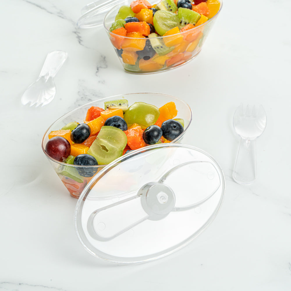 4 oz Clear Plastic Deli Containers with Lids & Sporks - 100 Pack (4.5