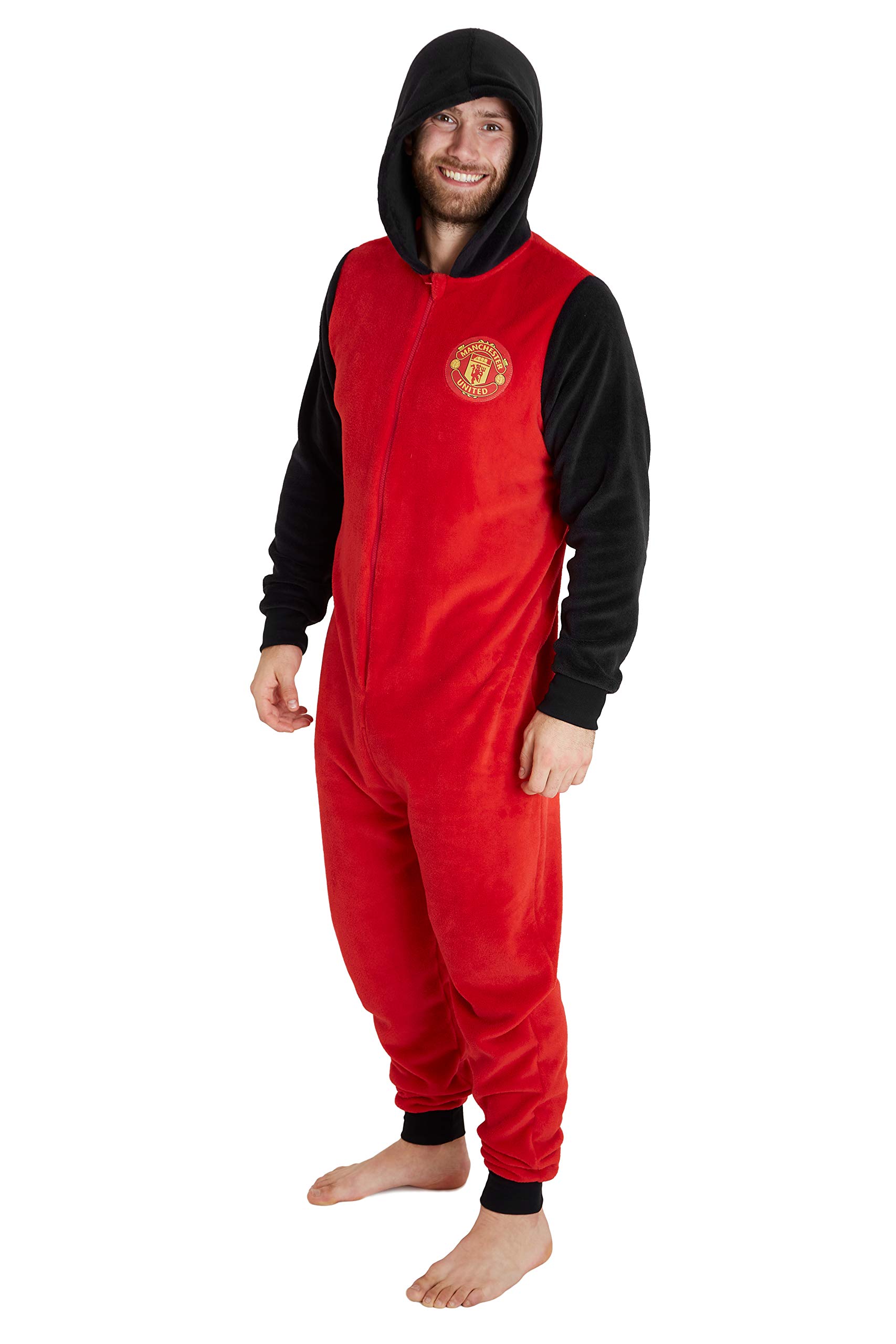Manchester United FC Men's Fleece Onesie Pajamas - Cozy Football Pajama Set for Fans | Perfect Gift for Soccer Lovers & Game Night Sleepwear