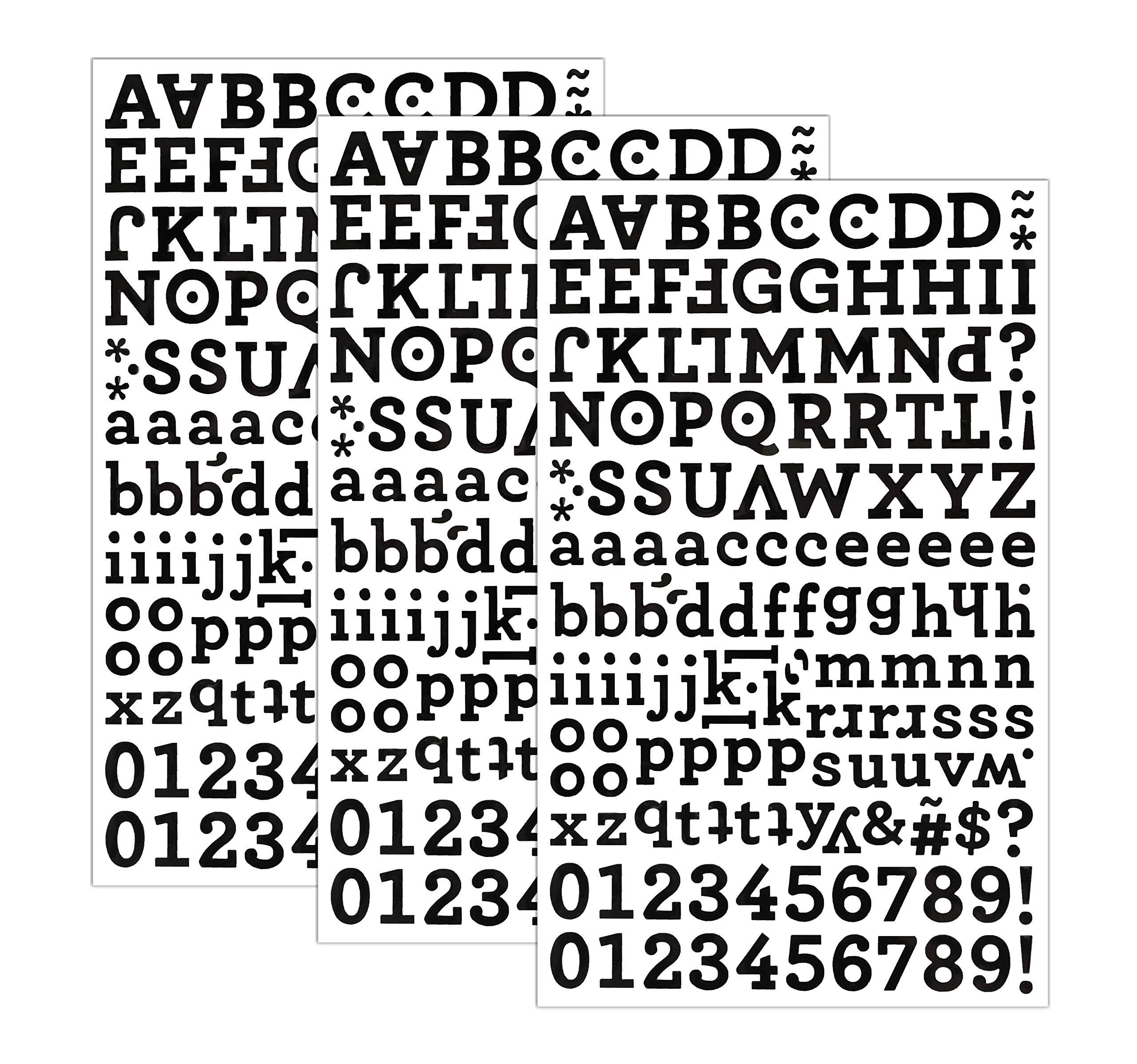 QQ&U 3 Sheets Black Foil Alphabet Letter and Number Stickers - Perfect for Scrapbooking, DIY Crafts, Gift Wrapping, and Home Decor