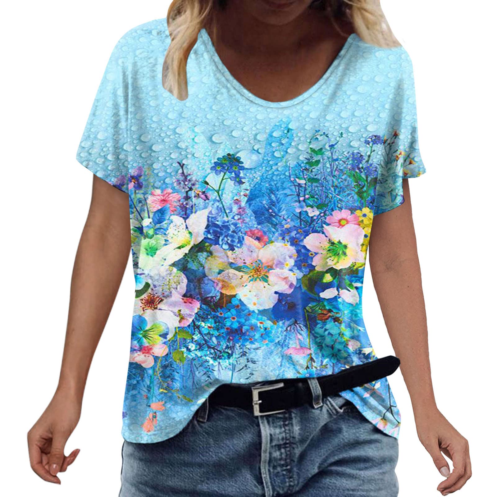 Women's Casual Summer Short Sleeve Printed Tunic Top Blouse - Sexy & Comfortable Flowy Shirt for Women | Perfect for Beach, Office & Date Night Outfits