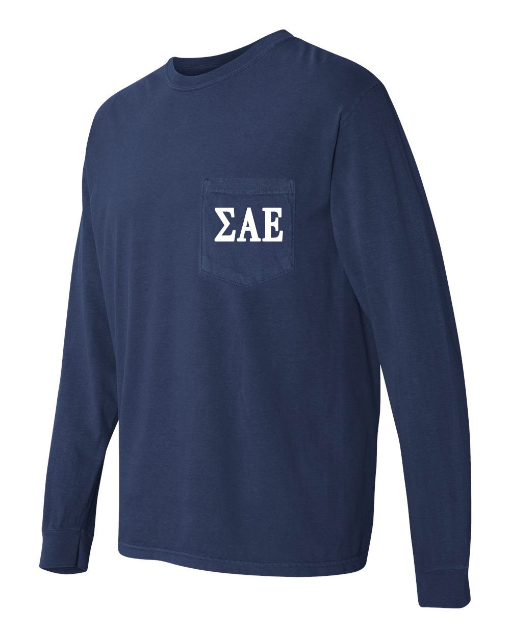 Sigma Alpha Epsilon Fraternity Comfort Colors Long Sleeve Pocket T-Shirt | Greek Life Apparel for College Events & Brotherhood Activities
