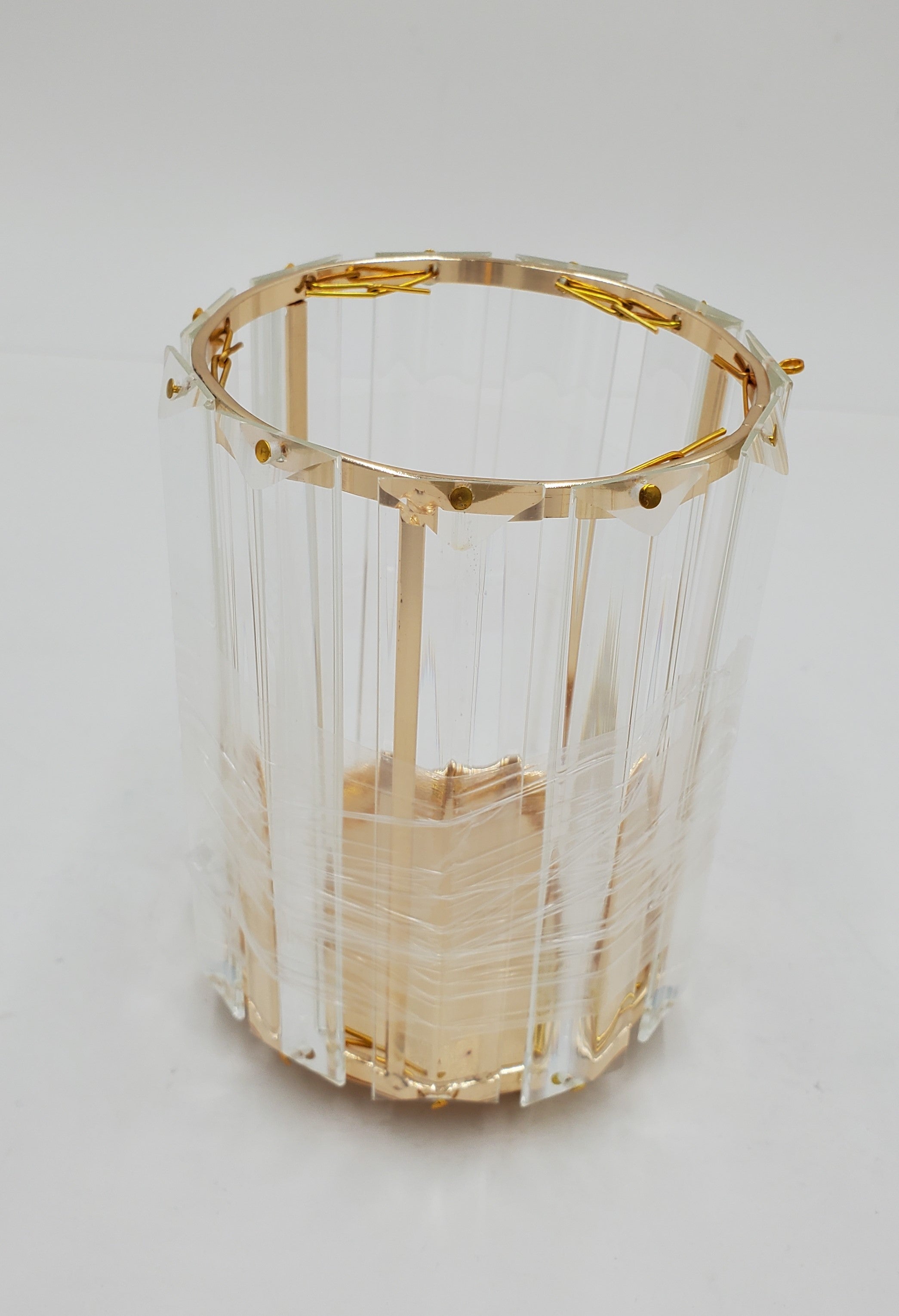 3.5x4.5 Inch Gold Glass Candle Holder with Decorative Stones - Elegant Home Decor for Weddings, Parties & Romantic Ambiance