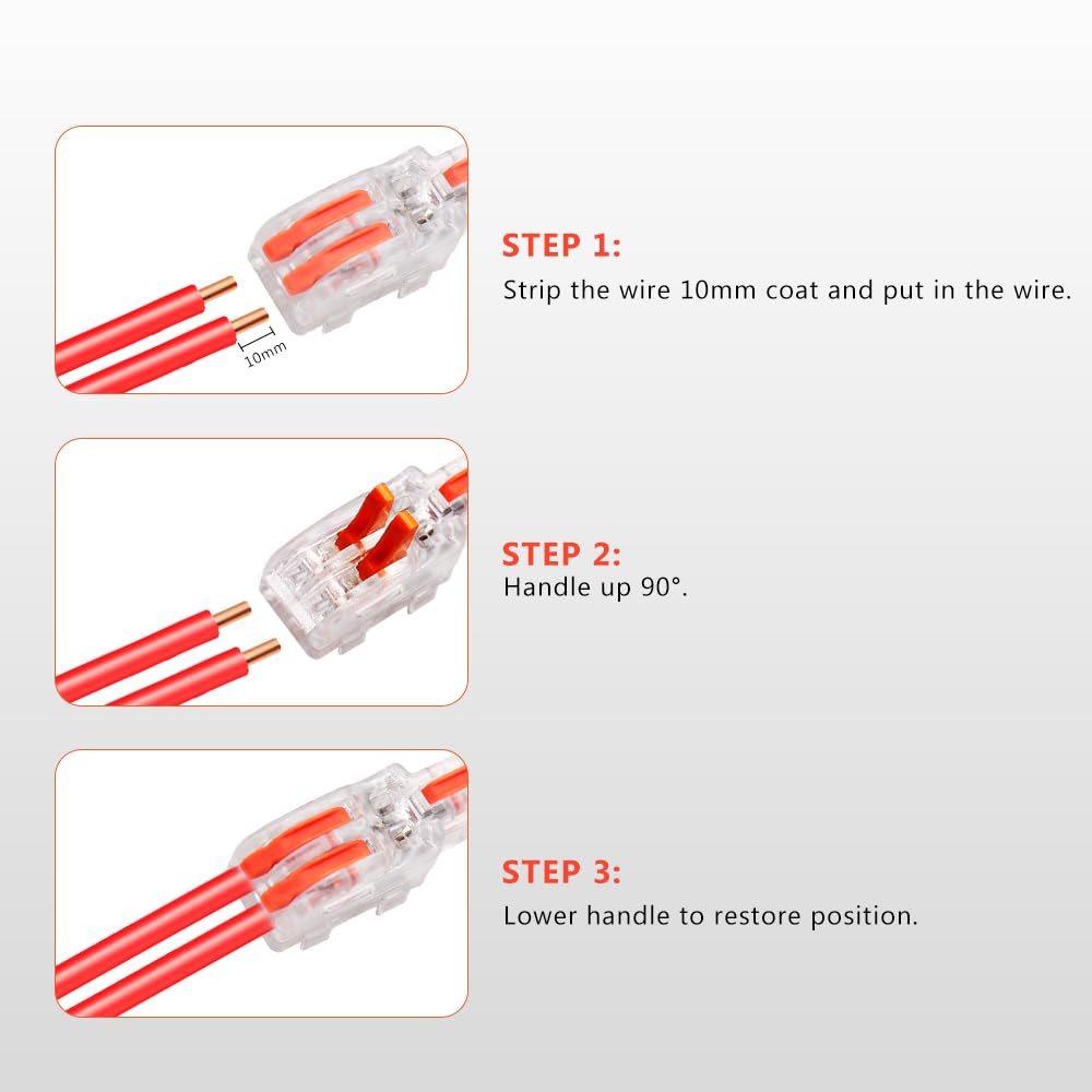 1 in 4 Out Lever Wire Connectors - 5 Port Quick Connect Electrical Splicing Connectors with Orange Handle (14 Pcs) - Ideal for Home Wiring, DIY Electrical Projects & Automotive Repairs