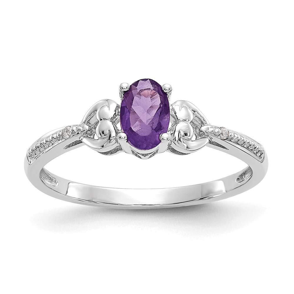 10K White Gold Amethyst and Diamond Ring for Women - Elegant Fine Jewelry Gift for Her, Size 7 - Perfect for Anniversaries, Engagements & Special Occasions