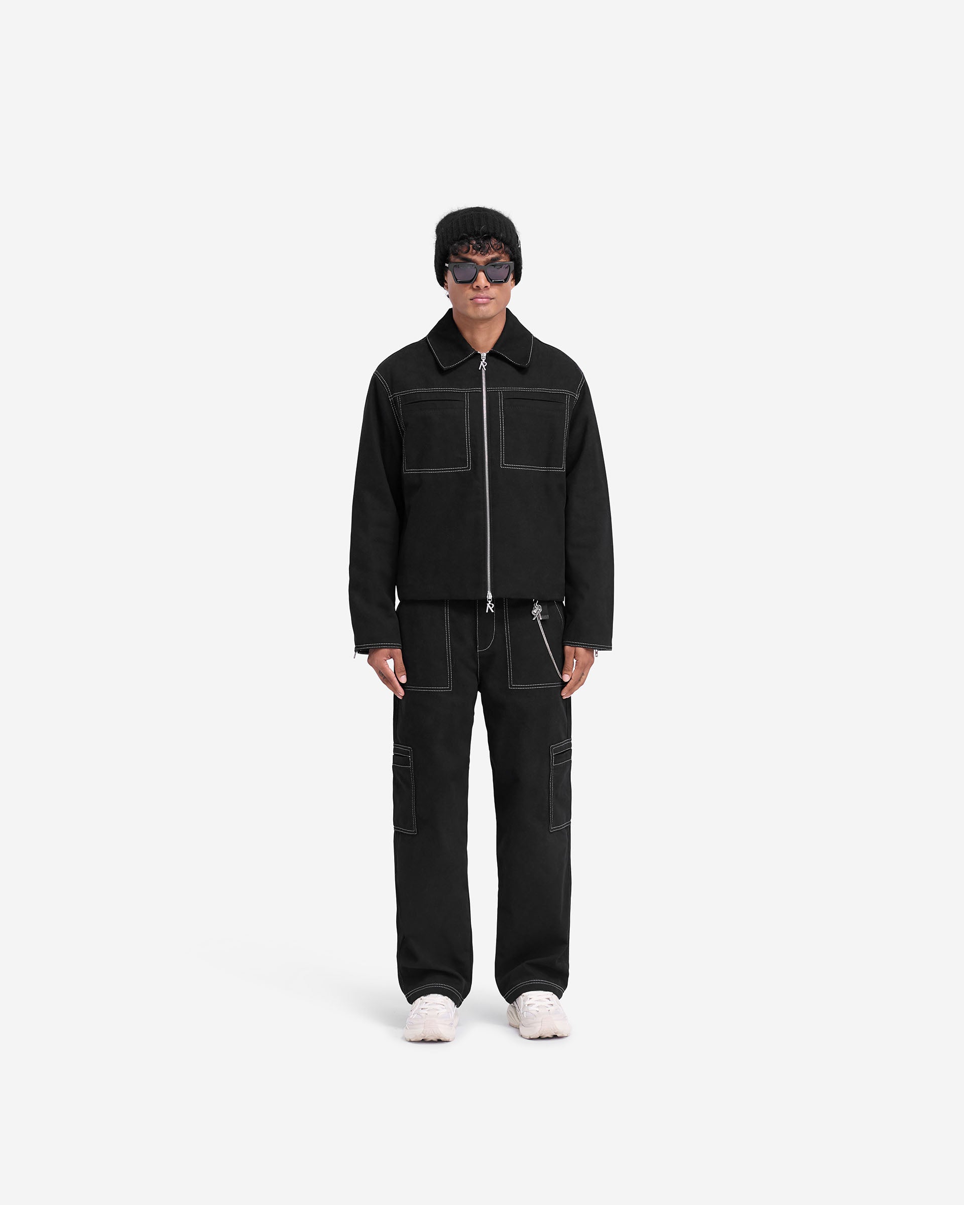 Contrast Stitch Smart Jacket for Men & Women | Slim Fit Lightweight Waterproof Windbreaker | Perfect for Outdoor Activities, Travel & Work Commute | Jet Black