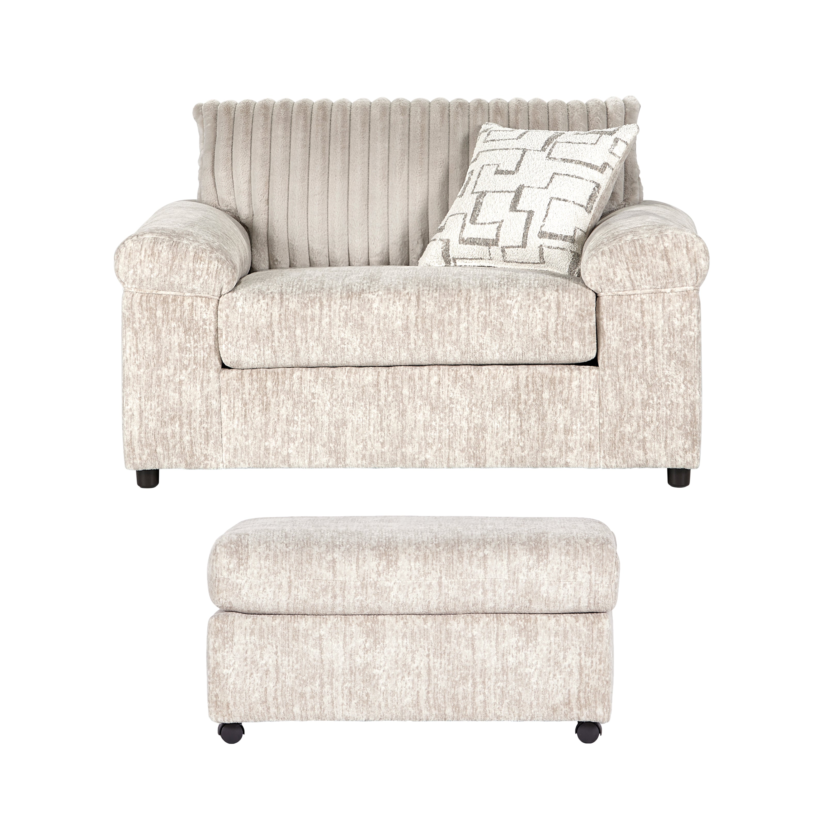 Roundhill Furniture Nason Wide Wale Corduroy Cuddle Chair and Ottoman Set - Plush Comfort for Living Room, Bedroom & Reading Nook