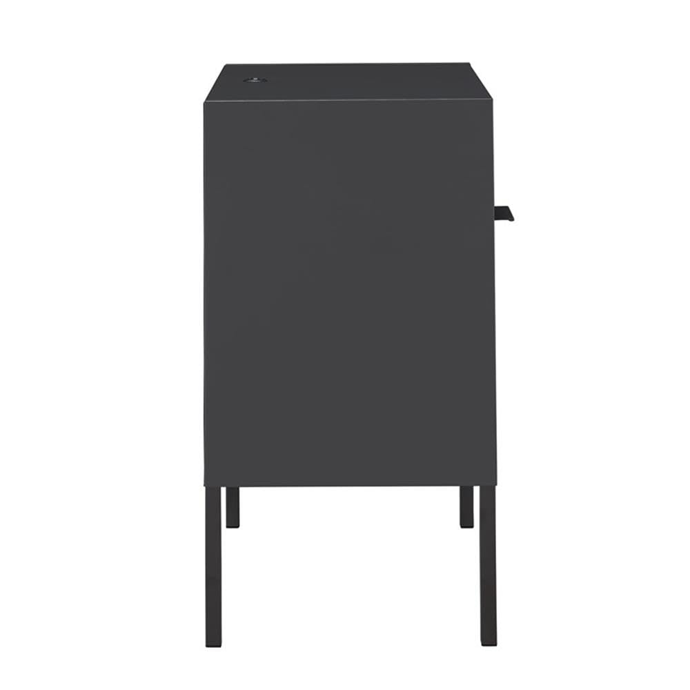 2-Piece Gray Metal Nightstand Set with USB Ports - Modern Bedside Tables for Bedroom, Living Room & Office Storage