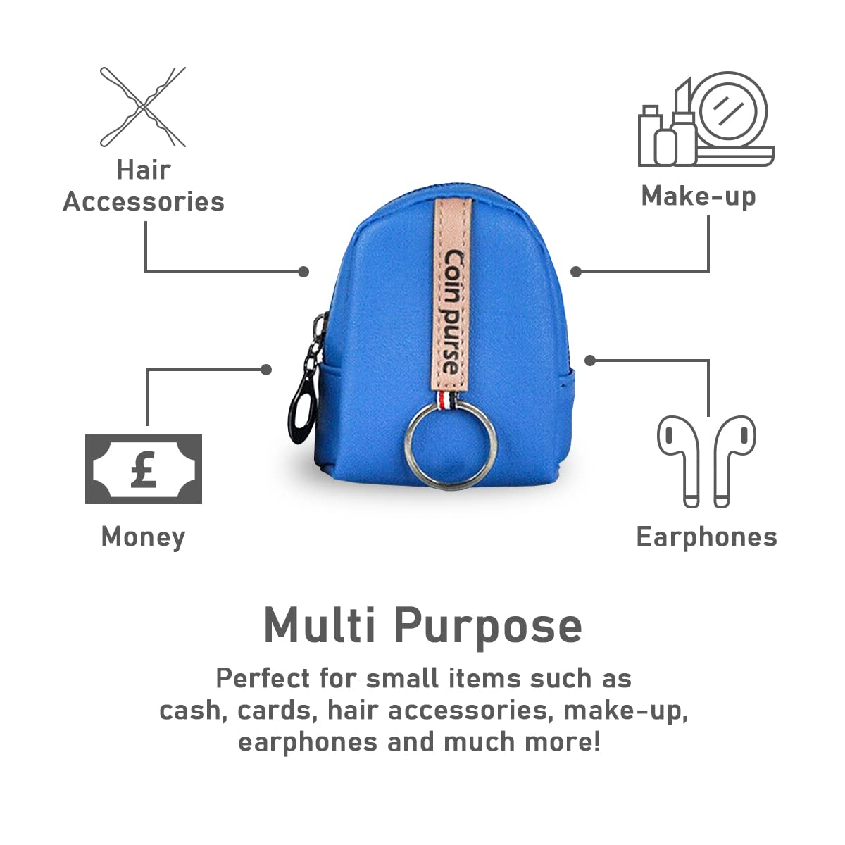 GOODIZ Leather Coin Bag - Mini Backpack Keychain Wallet for Makeup, Keys & Coins - Unisex Gift for Men & Women in Multiple Colors - Perfect for Travel, Daily Use & Gifting