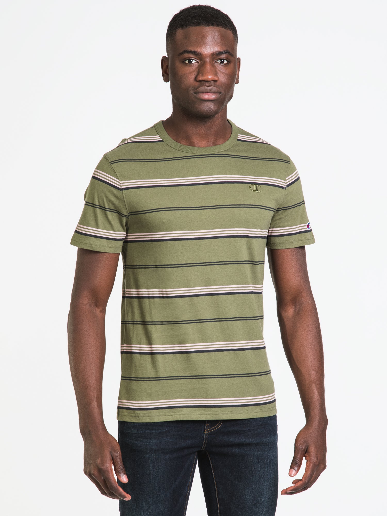 Champion Classic Stripe T-Shirt for Men & Women - Soft Cotton Short Sleeve Tee - Casual Streetwear & Gym Wear - Clearance Sale