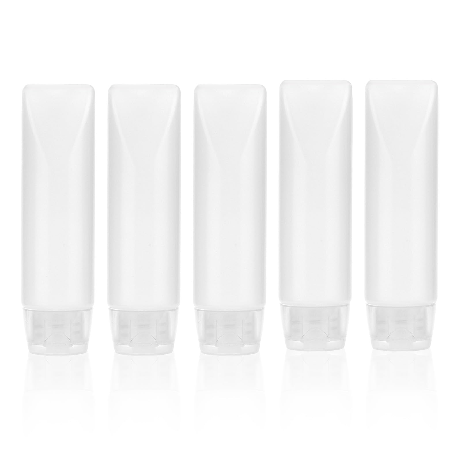 5pcs Travel Bottles for Toiletries - Leak-Proof Refillable Squeeze Tubes for Shampoo, Lotion & Face Wash | Portable Cosmetic Containers for Airplane & Gym | TSA Approved Translucent Travel Size
