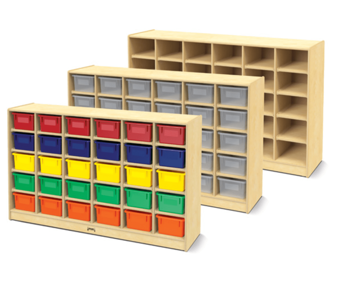 30 Cubbie Tray Mobile Storage Organizer with Clear, Colored or No Trays - Jonti Craft® for Classroom, Playroom & Home Organization