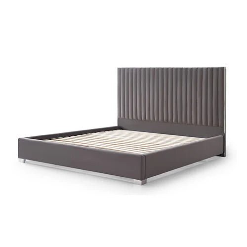 King Premium Bedzy Luxe Hillsdale Bed Frame in Grey - Luna Series Euro Top Medium Firm Mattress with Bamboo Mattress Topper | Complete Luxury Bedroom Set for Master Bedroom, Guest Room & Apartment Sleeping