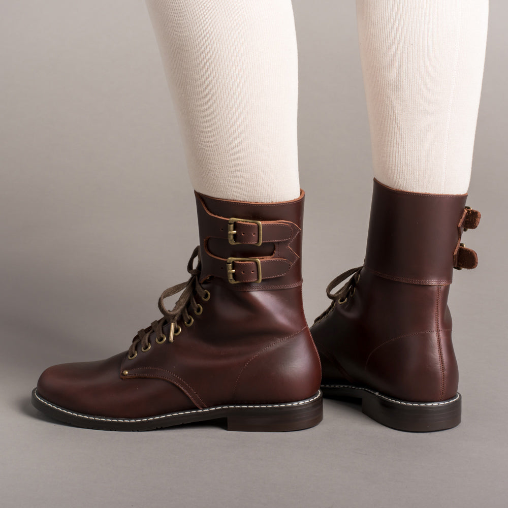 Vintage Rosie Double Buckle Ankle Boots for Women - Brown Leather Mid Calf Booties | Perfect for Fall Fashion, Casual Outfits & Date Night Looks