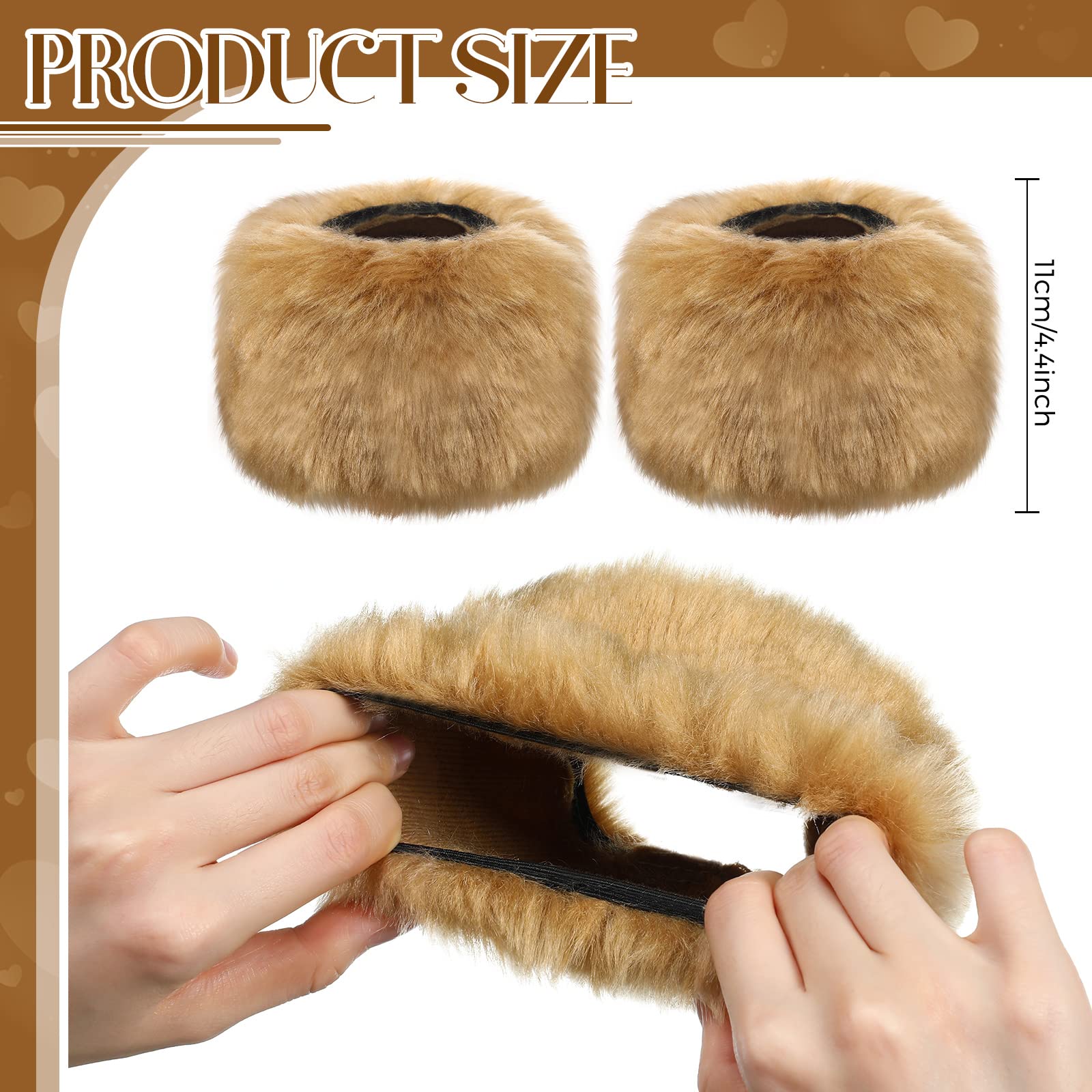 SATINIOR Faux Fur Short Wrist Cuff Winter Warmers - Soft Fuzzy Wrist Warmers for Women & Girls - Perfect for Cold Weather, Outdoor Activities & Fashion Accessories