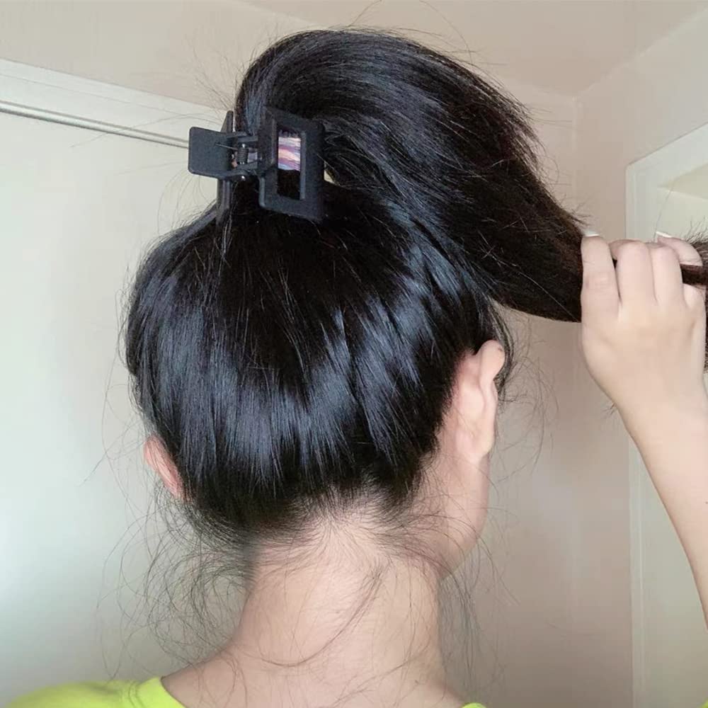 Ahoney 4 Pack Matte Black Small Claw Hair Clips for Women - Secure Hold for Thin & Thick Hair | Hair Accessories for Ponytails, Buns & Everyday Styling