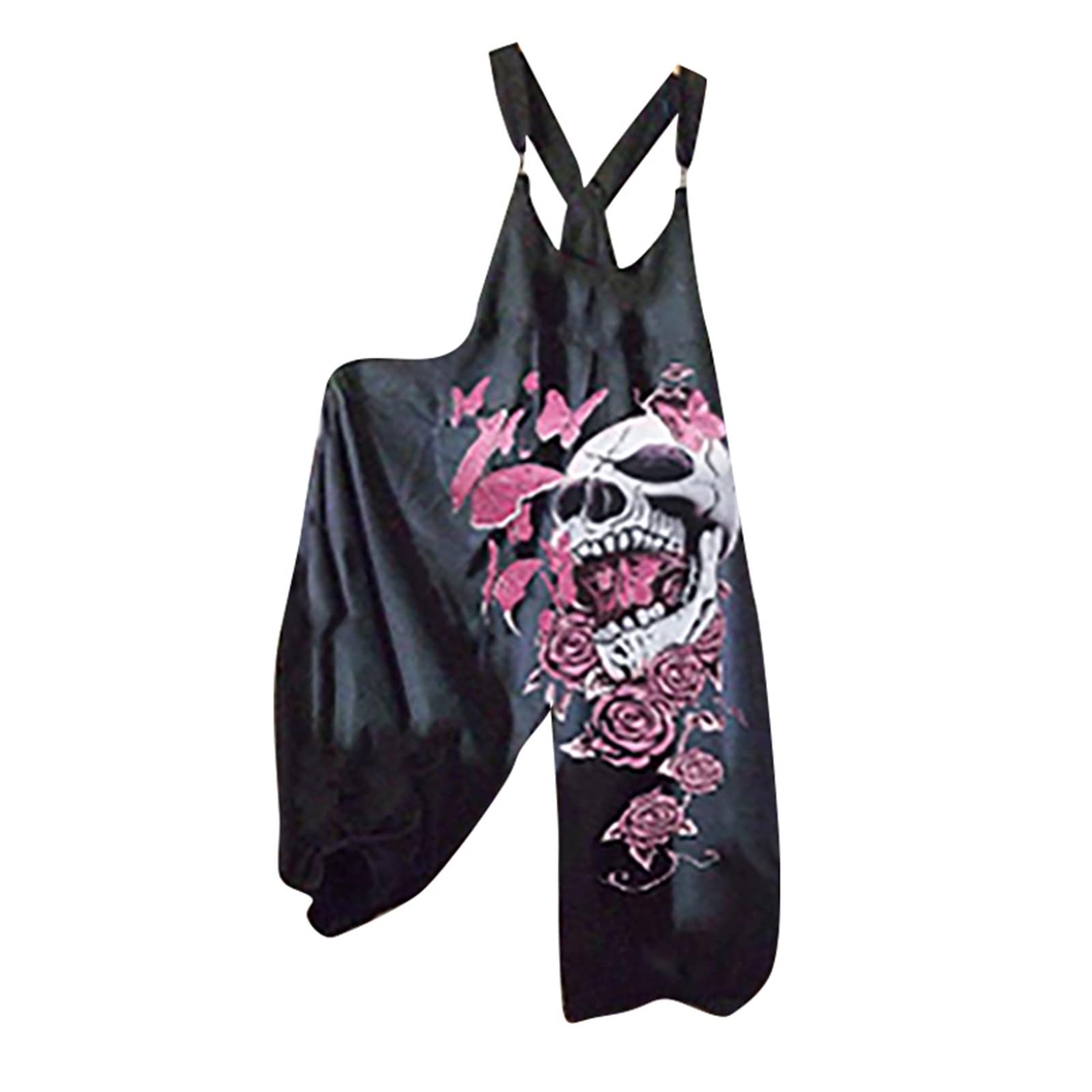 Women's Floral Wide Leg Jumpsuit - Plus Size Summer Overalls, Loose Fit Harem Pants for Casual Wear, Beach Outings & Boho Fashion | One-Piece Romper with Bib Design