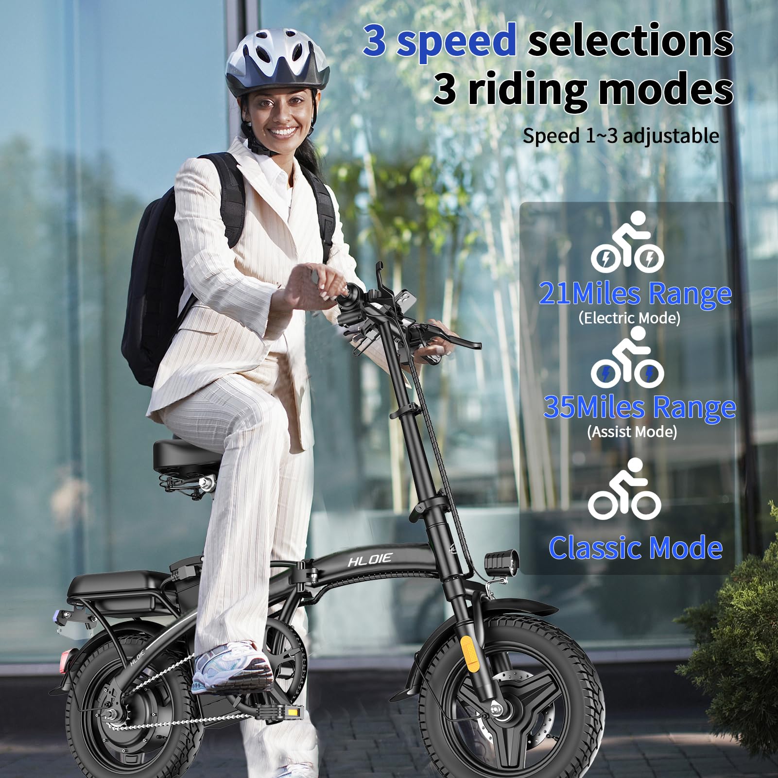 Foldable Electric Bike for Adults & Teens - 400W (Peak 500W) Motor, 23MPH Max Speed, 14