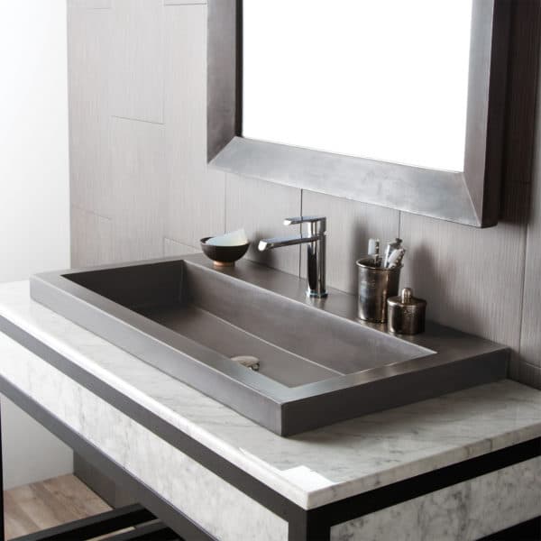 Native Trails Trough 3619 Bathroom Sink - Modern Ceramic Vessel Sink for Vanity, Powder Room & Bathroom Remodel - Perfect for Home, Hotel & Spa Decor
