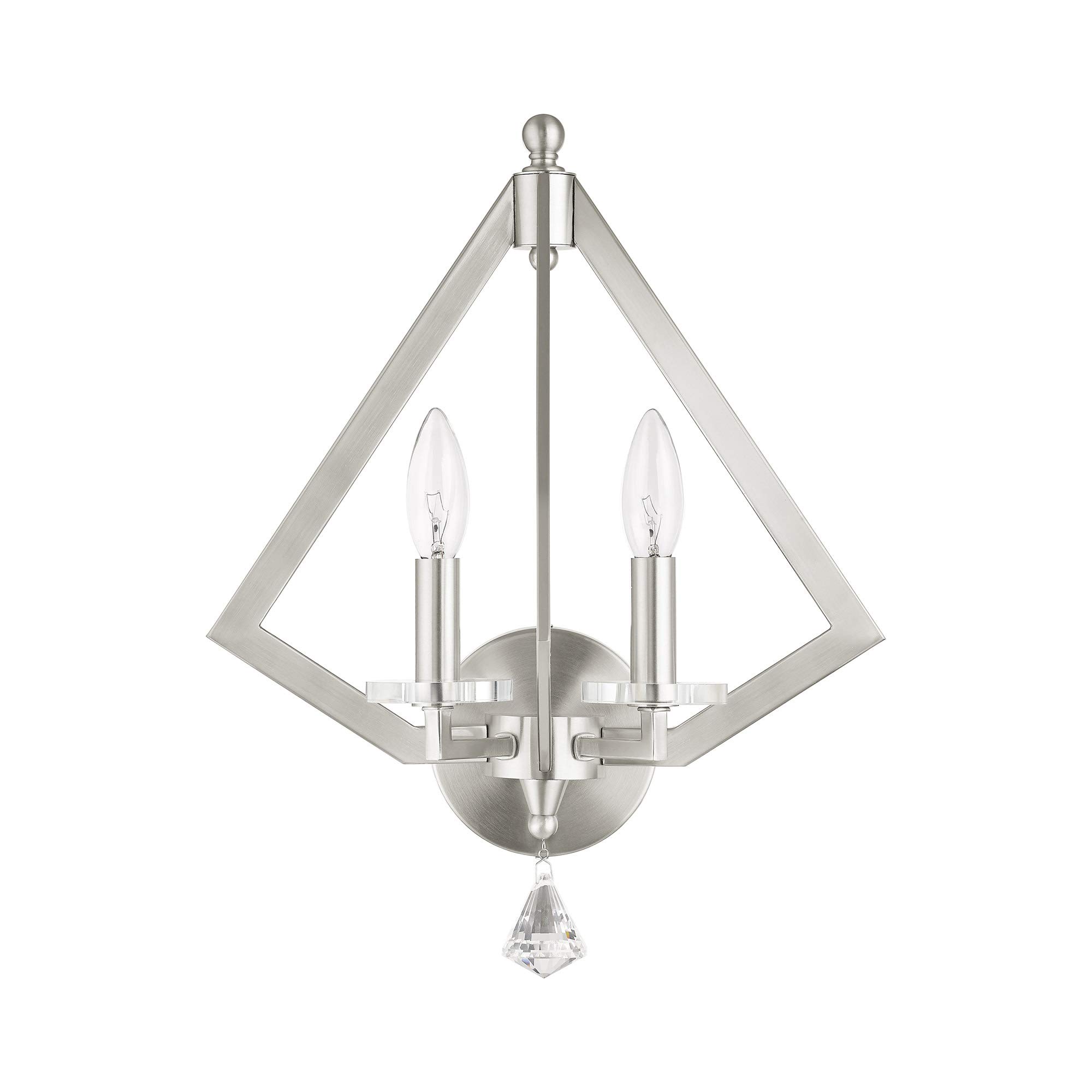 Livex Lighting 50662-07 Diamond 2-Light Wall Sconce in Bronze - Elegant Wall Light Fixture for Bedroom, Living Room, and Hallway Decor