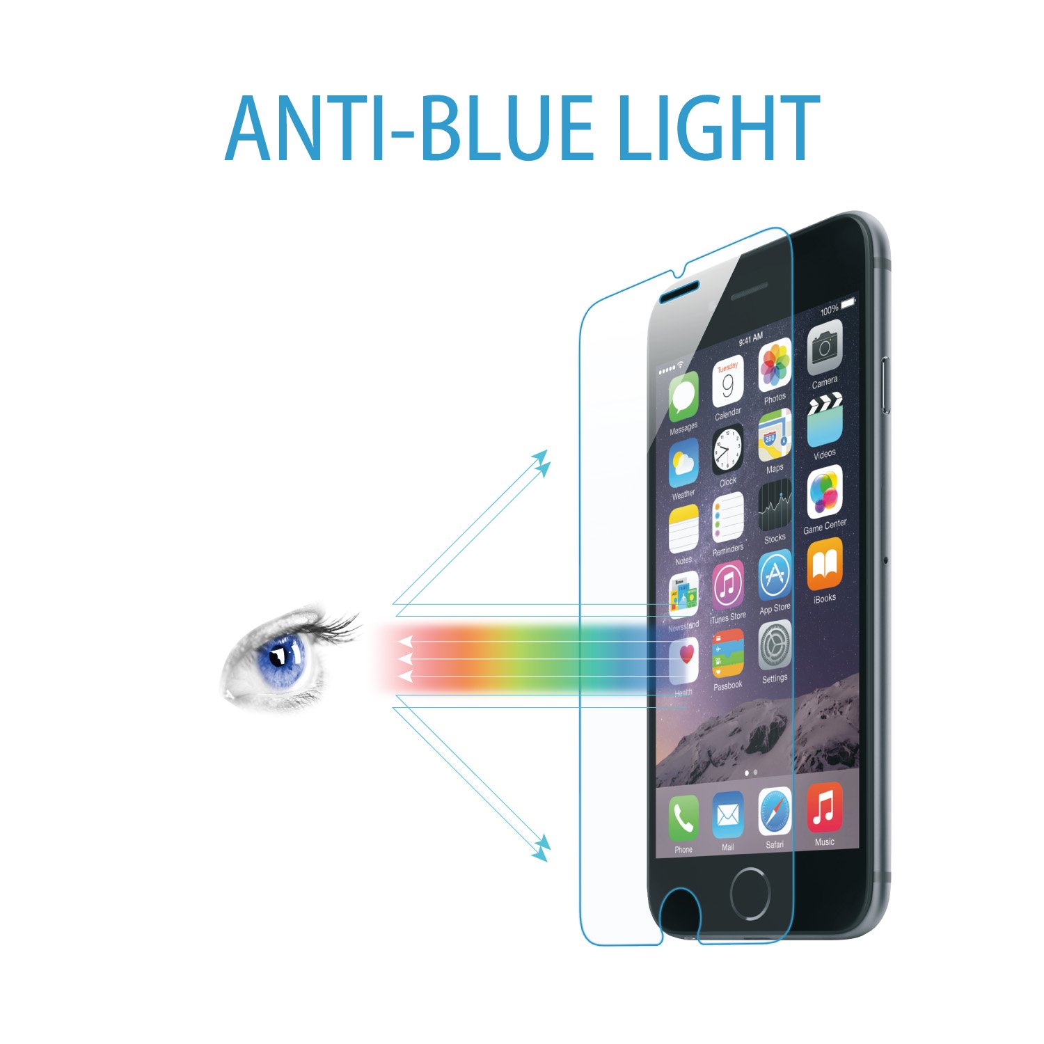V7 iPhone 6 Screen Protector - Anti Blue Light for Eye Protection