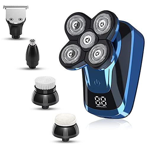 5-in-1 Waterproof Electric Razor for Men - Rechargeable Beard Trimmer, Body Groomer & Bald Shaving Kit with Facial Hair Clipper | Perfect for Travel, Gym & Daily Grooming Routine