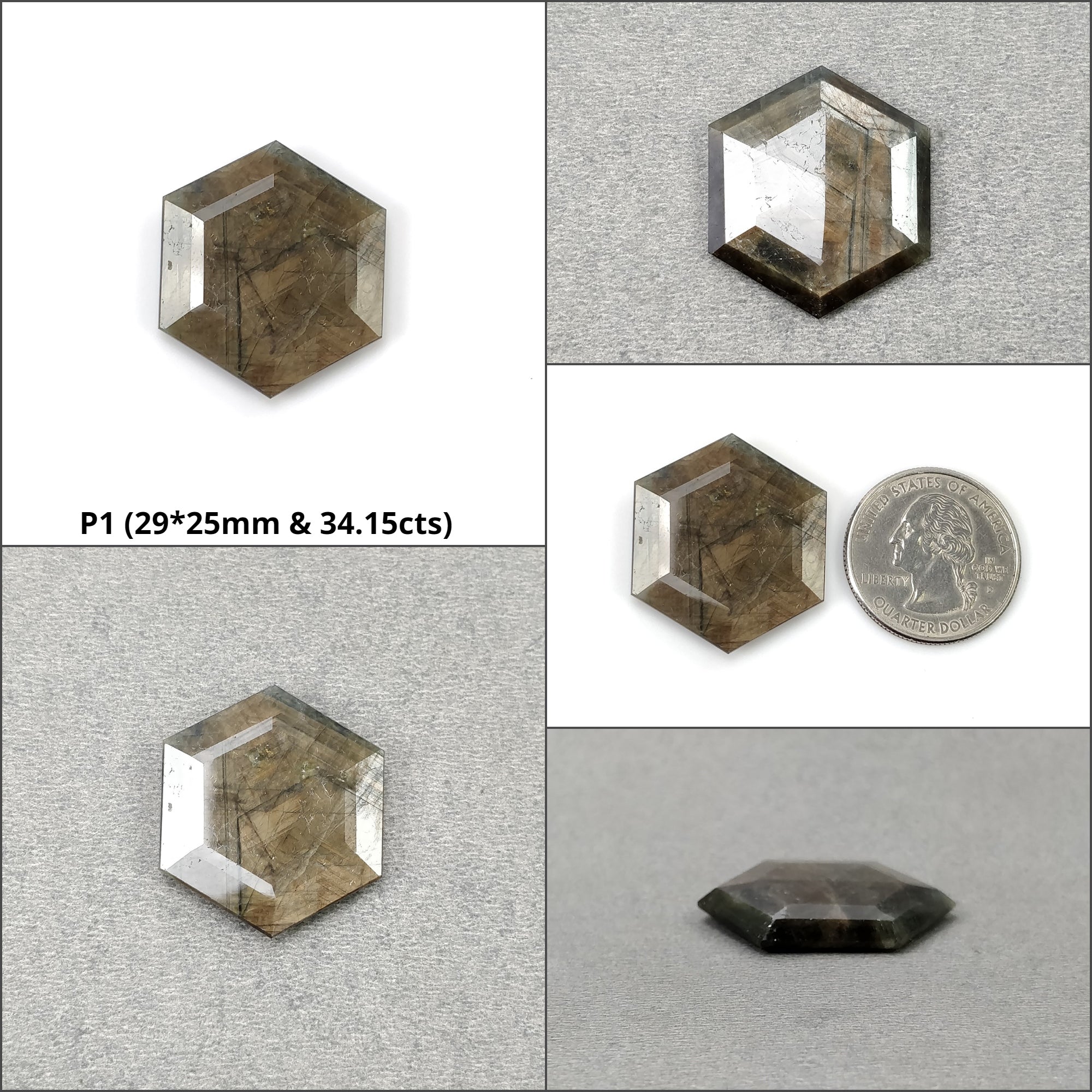 Natural Untreated Golden Brown Chocolate Blue Sheen Sapphire Gemstone - Hexagon Shape Normal Cut for Jewelry Making & Engagement Rings