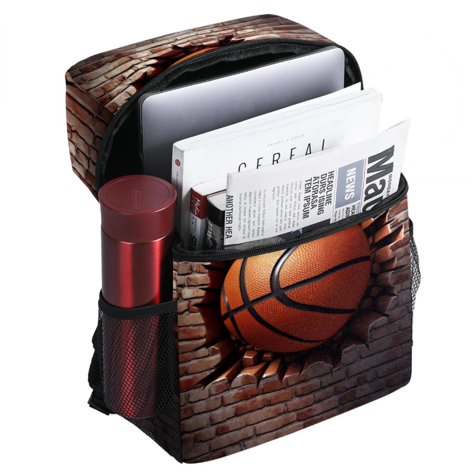 Stylish Travel Backpack for Women & Men - Durable Basketball Wall Texture Design - Perfect for Hiking, Gym, Work & School