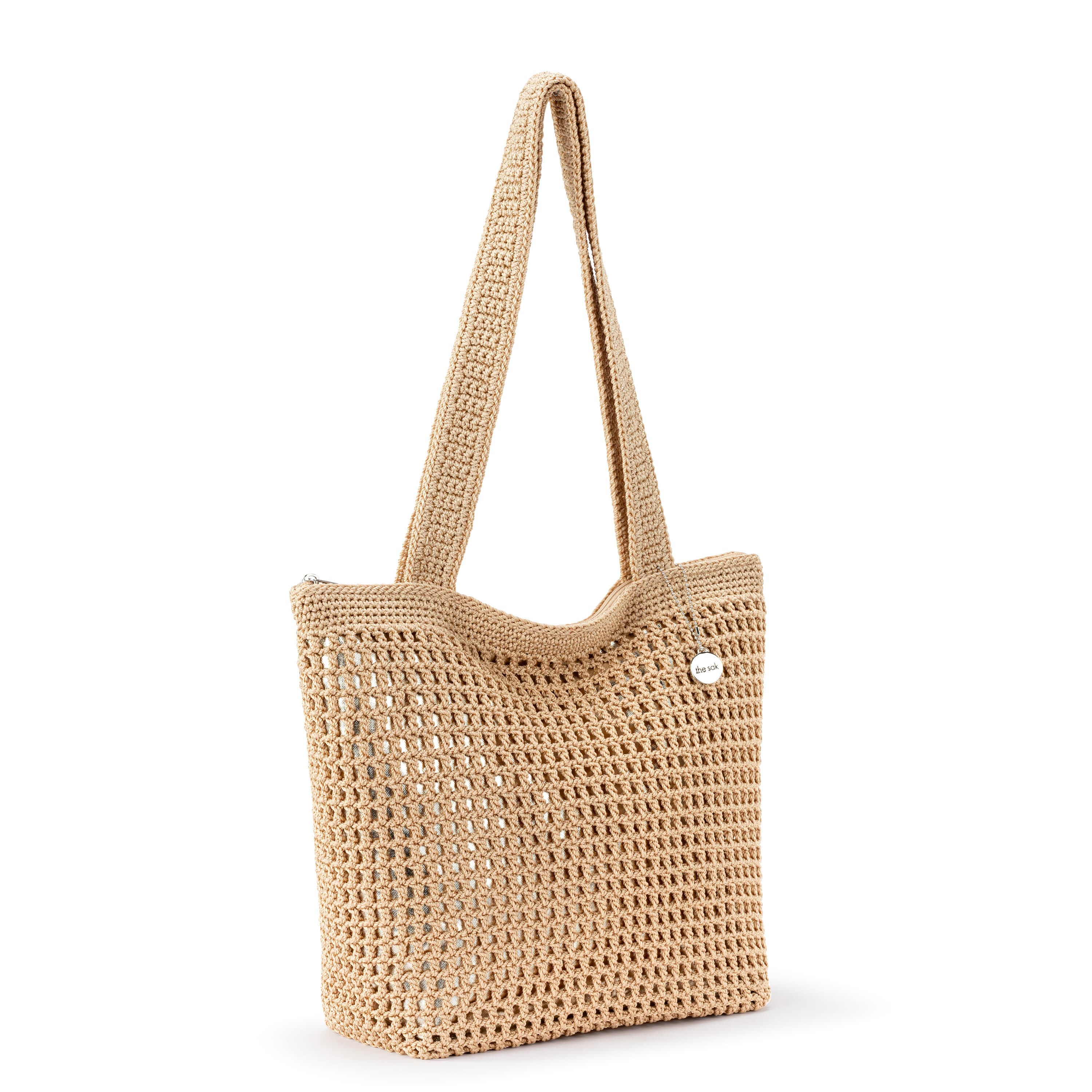 Handmade Crochet Bamboo Tote Bag with Gold Accents - Stylish & Eco-Friendly Casual Purse for Women - Perfect for Shopping, Beach, and Everyday Use