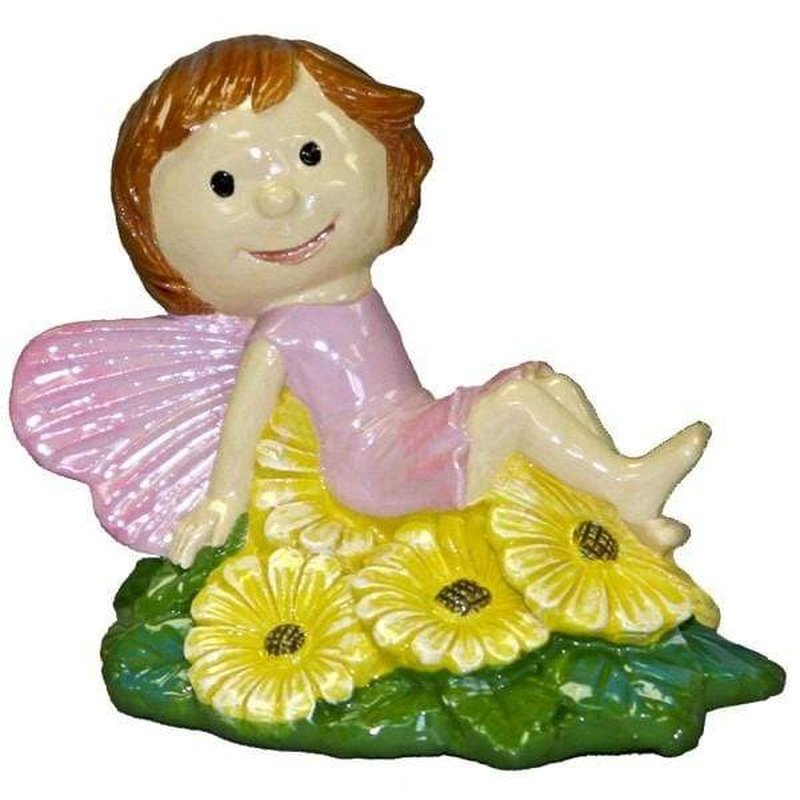 Blue Ribbon Pixie in Flower Bed 7cm - Perfect for Fairy Gardens, Miniature Landscapes & DIY Home Decor