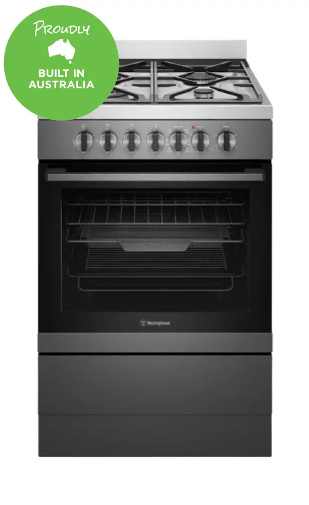 Westinghouse WFE616DSC 60cm Dual Fuel Freestanding Range with AirFry Technology | Dark Stainless Steel | Gas & Electric Oven Combo | Perfect for Home Kitchens & Small Restaurants