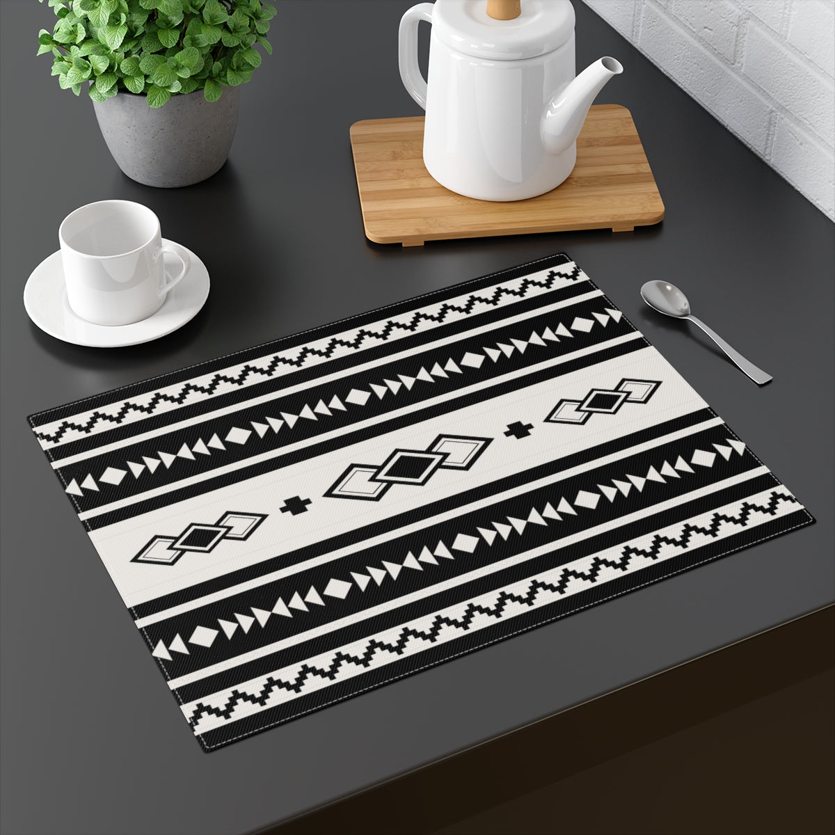 Southwestern Cotton Placemats - Black Sands Print - 4-Piece Set for Dining Table Decor, Kitchen & Home Accessories | Perfect for Southwestern, Boho & Farmhouse Style Homes