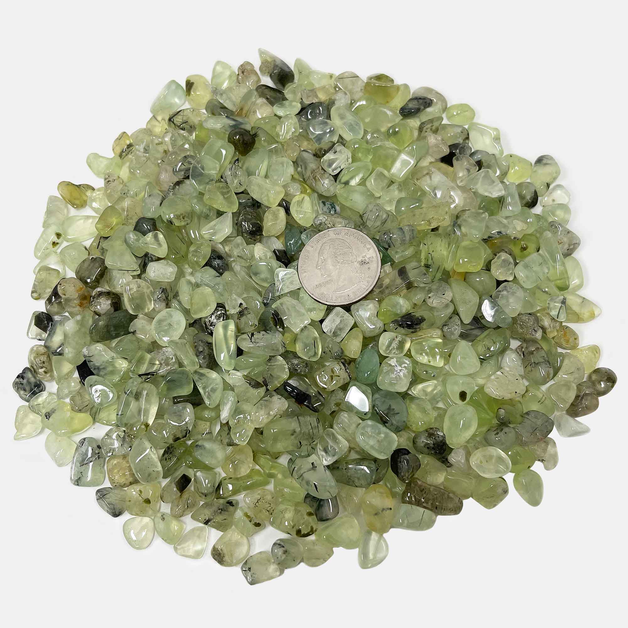 1 Lb Natural Prehnite Tumbled Chips Stones - Bulk Healing Crystals for Meditation, Reiki, Jewelry Making & DIY Crafts - Perfect for Home Decor, Spiritual Gifts & Crystal Therapy
