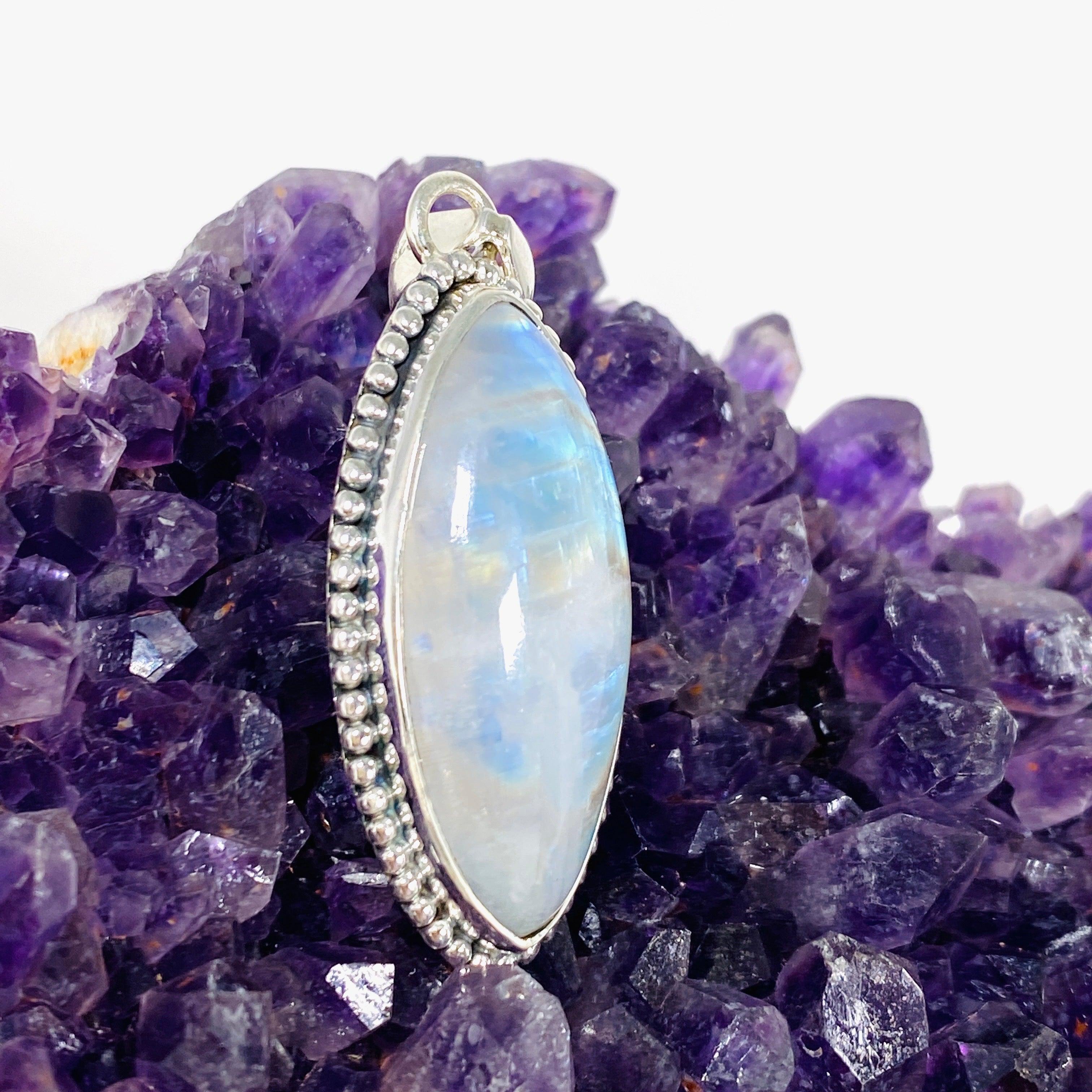 Moonstone Marquise Pendant Necklace KPGJ4033 - Elegant Gemstone Jewelry for Women, Perfect for Weddings, Parties & Special Occasions