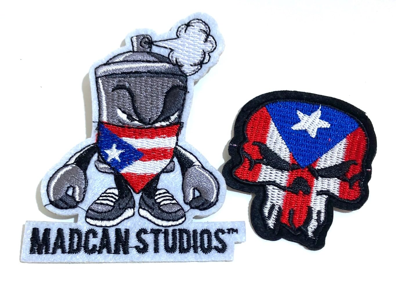 Puerto Rico Flag Iron On or Sew On Patches - 2 Pack - Embroidered Applique for Clothing, Bags, Hats & DIY Crafts