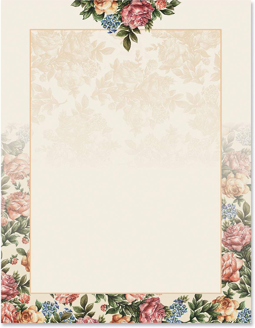 Premium Victorian Rose Floral Stationery Set - Elegant Spring Invitations, Letterhead & Border Paper (8.5