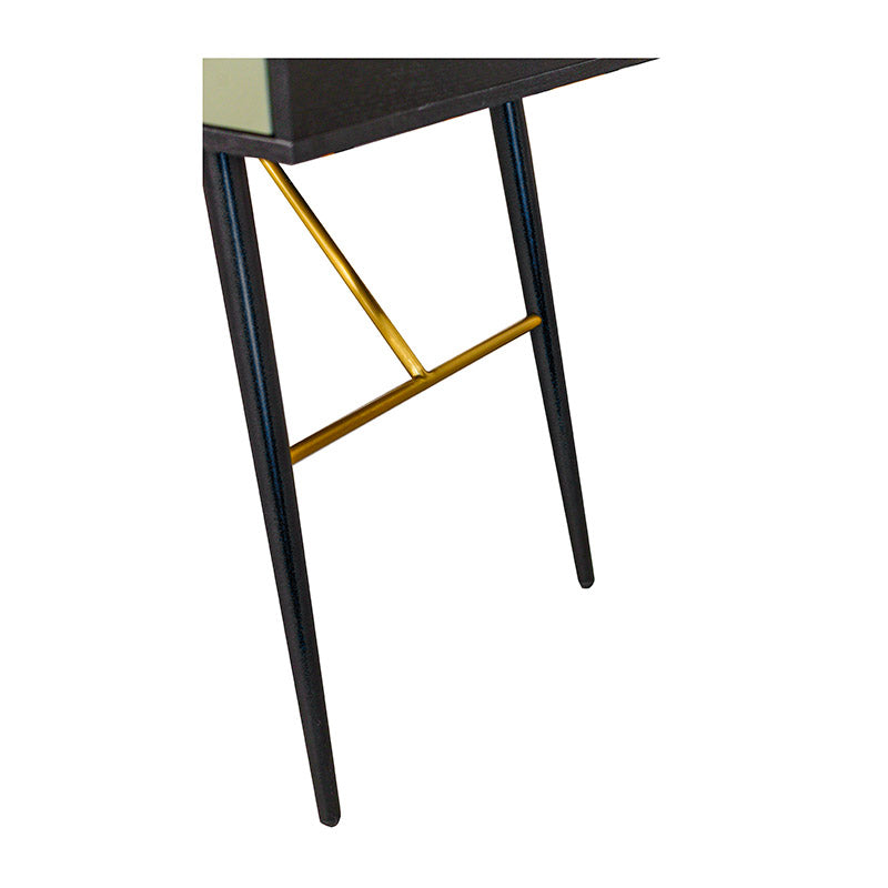 OMARI 46-Inch Study Desk for Home Office - Black & Green Modern Writing Desk with Storage Shelf, Perfect for Small Spaces, Dorm Rooms & Workstations