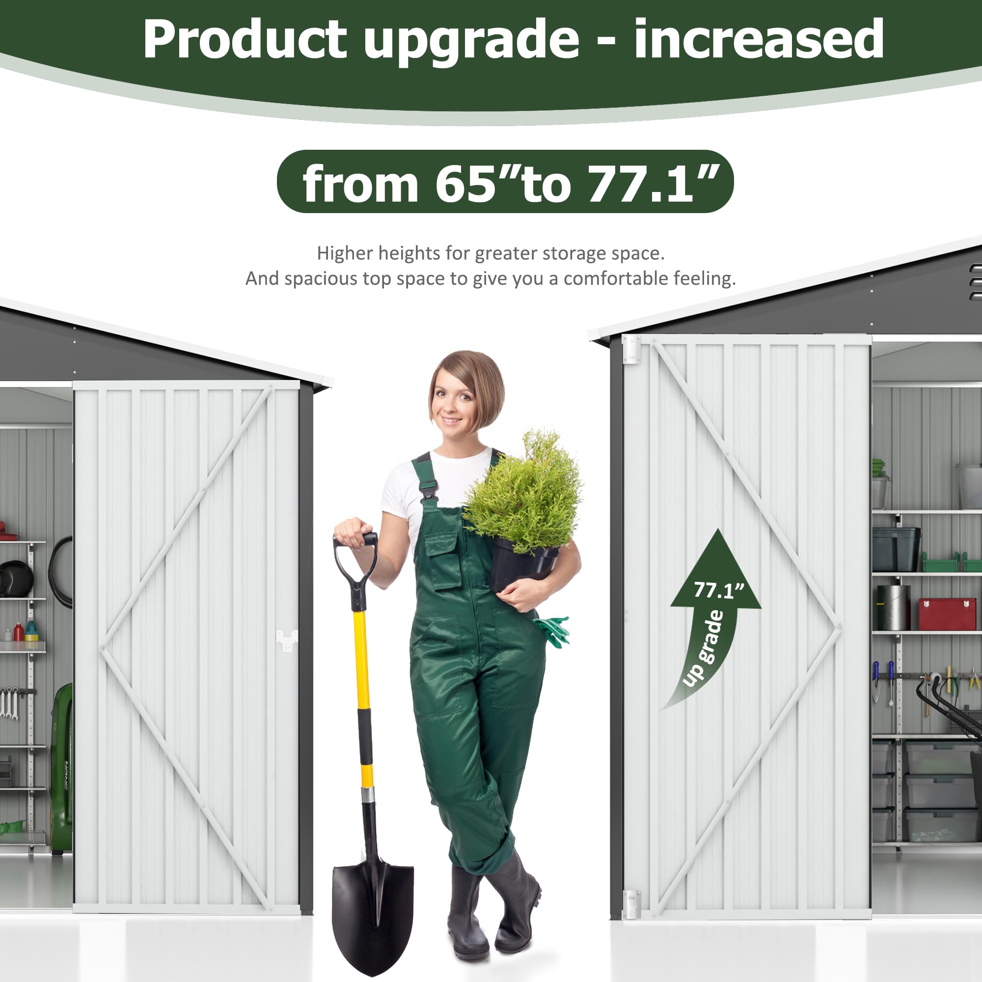6x8 FT Outdoor Storage Shed - Heavy Duty Metal Garden Shed with Reinforced Frame & Lockable Doors - Weatherproof Tool Shed for Backyard, Patio, Lawn (White) - Perfect for Storing Gardening Tools, Lawn Equipment & Outdoor Furniture