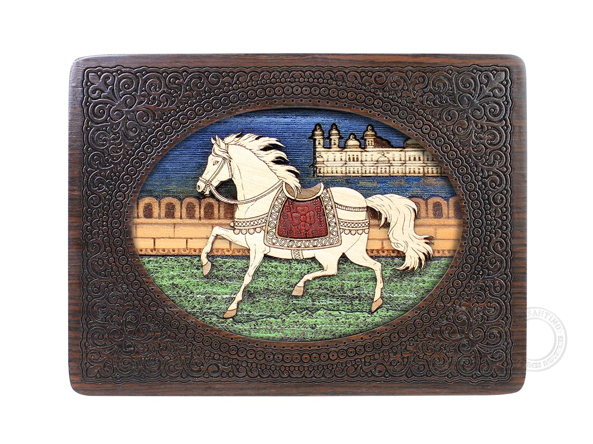 Royal Horse - Handmade Wooden Keepsake Jewelry Box with Personalized Engraving, Memory Storage Box for Watches & Valuables (8x6 Inch Large) - Perfect Wedding Gift, Anniversary Present & Home Decor