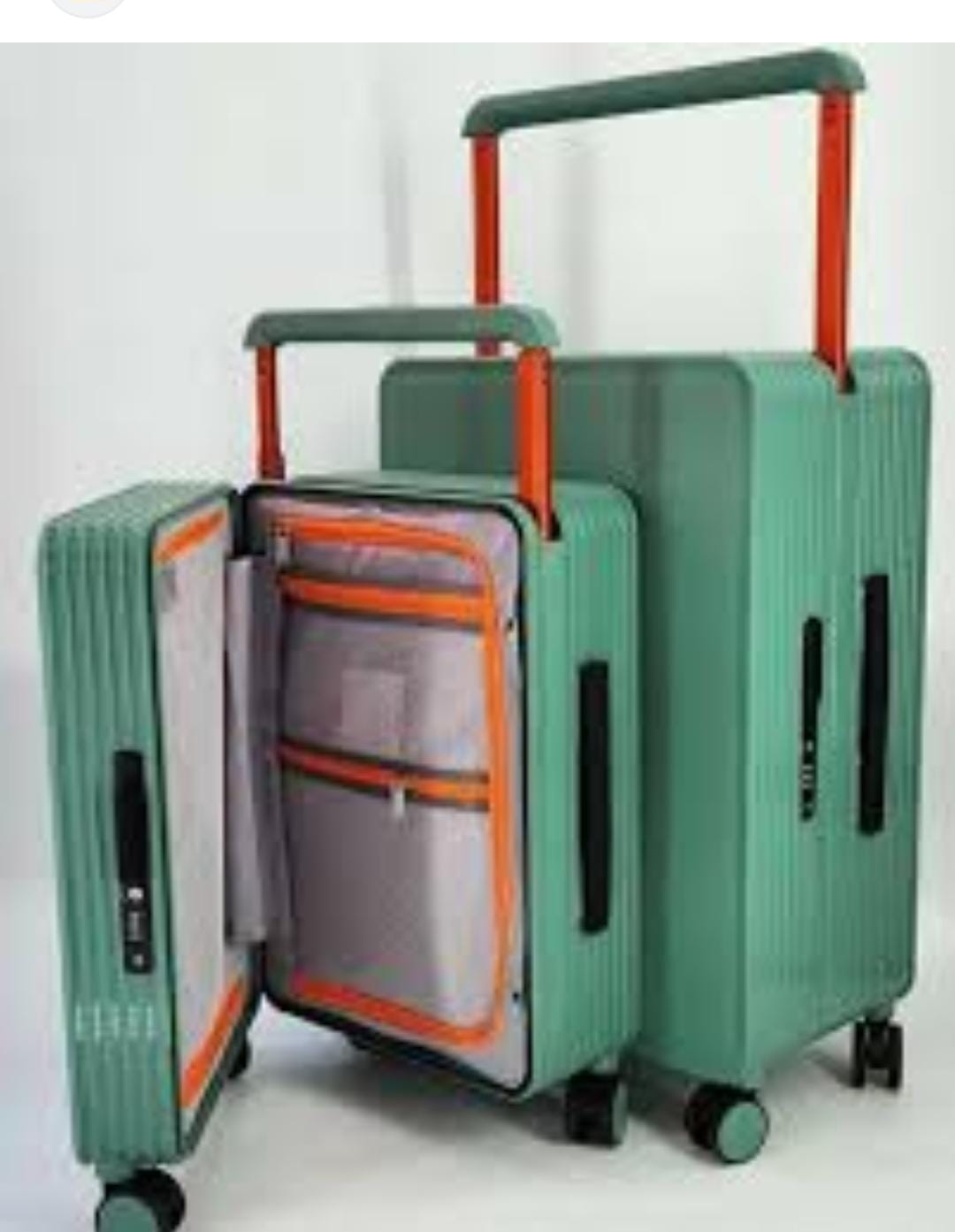 2-Piece Zipperless Suitcase Set - Durable & Lightweight Luggage for Travel, Green - Perfect for Airplane Carry-On & Business Trips