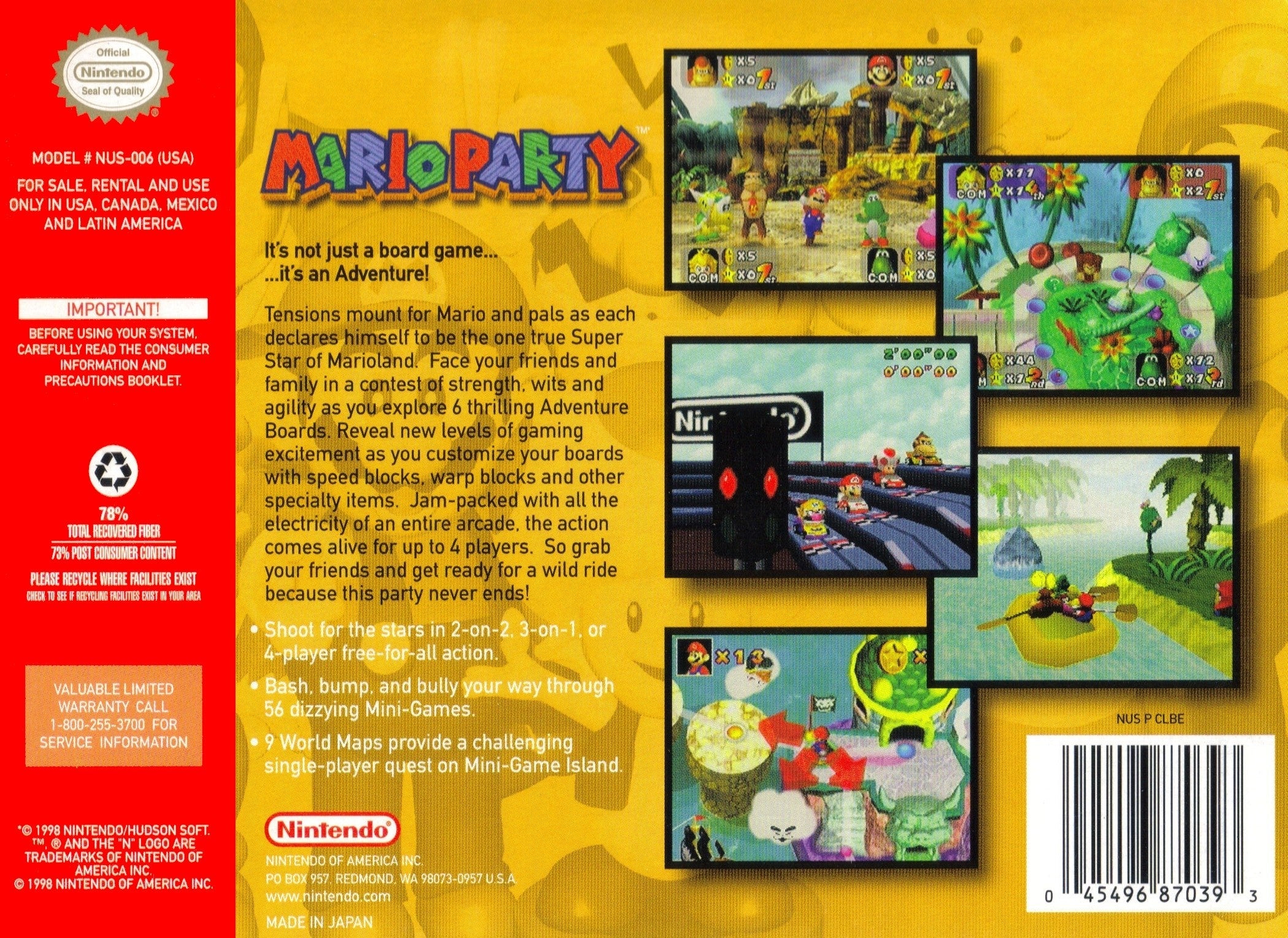 Used Mario Party N64 Video Games - Classic Nintendo 64 Multiplayer Fun for Parties & Game Nights