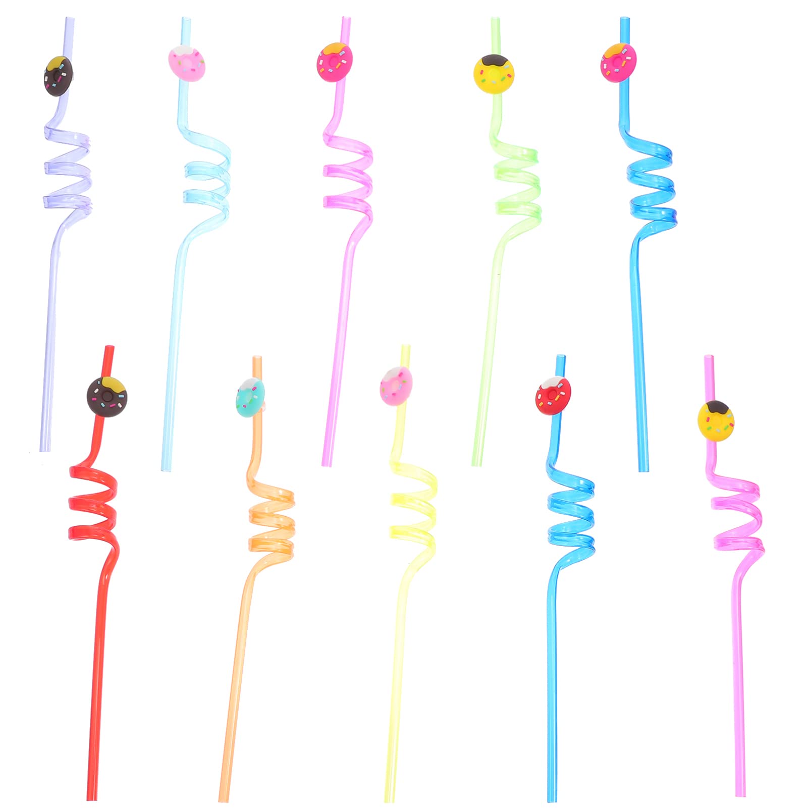 10pcs Spiral Art Straws - Colorful Plastic Drinking Straws for Kids, Cartoon Design Party Supplies - Perfect for Birthday Parties, Baby Showers & Fun Drinks