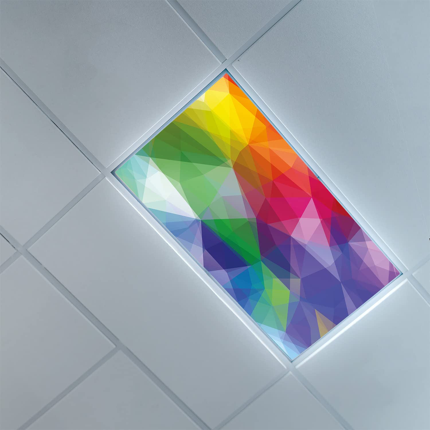 Abstract Pattern Fluorescent Light Cover Decorative Ceiling Panel - 2ft x 4ft Multicolor Light Filter for Classroom, Office, Hospital & Home - Enhance Ambiance & Reduce Glare