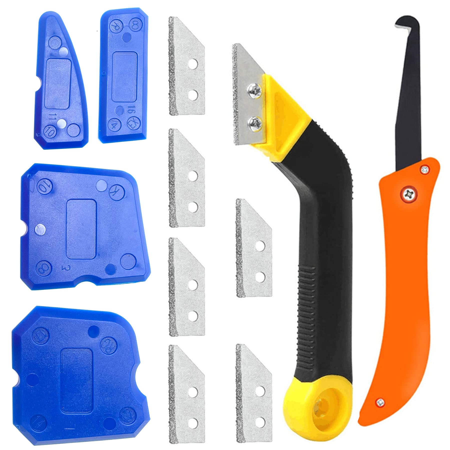 Grout Removal Tool Set - 4Pcs Angled Grout Scraper, Grout Saw Knife & Silicone Sealant Tools for Tile Cleaning - Professional DIY Home Renovation Kit for Bathroom, Kitchen & Floor Repair